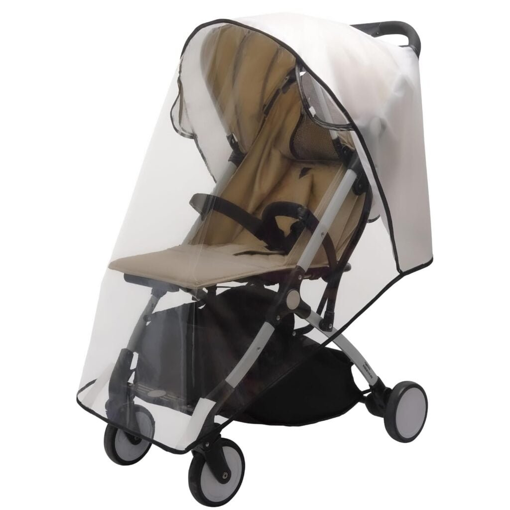 BEMECE Baby Stroller Rain Cover, Universal Stroller Accessory - Waterproof Windproof Travel Weather Shield Thick  Durable Protect from Dust and Snow with Breathable Ventilation Mesh Clear Visibility