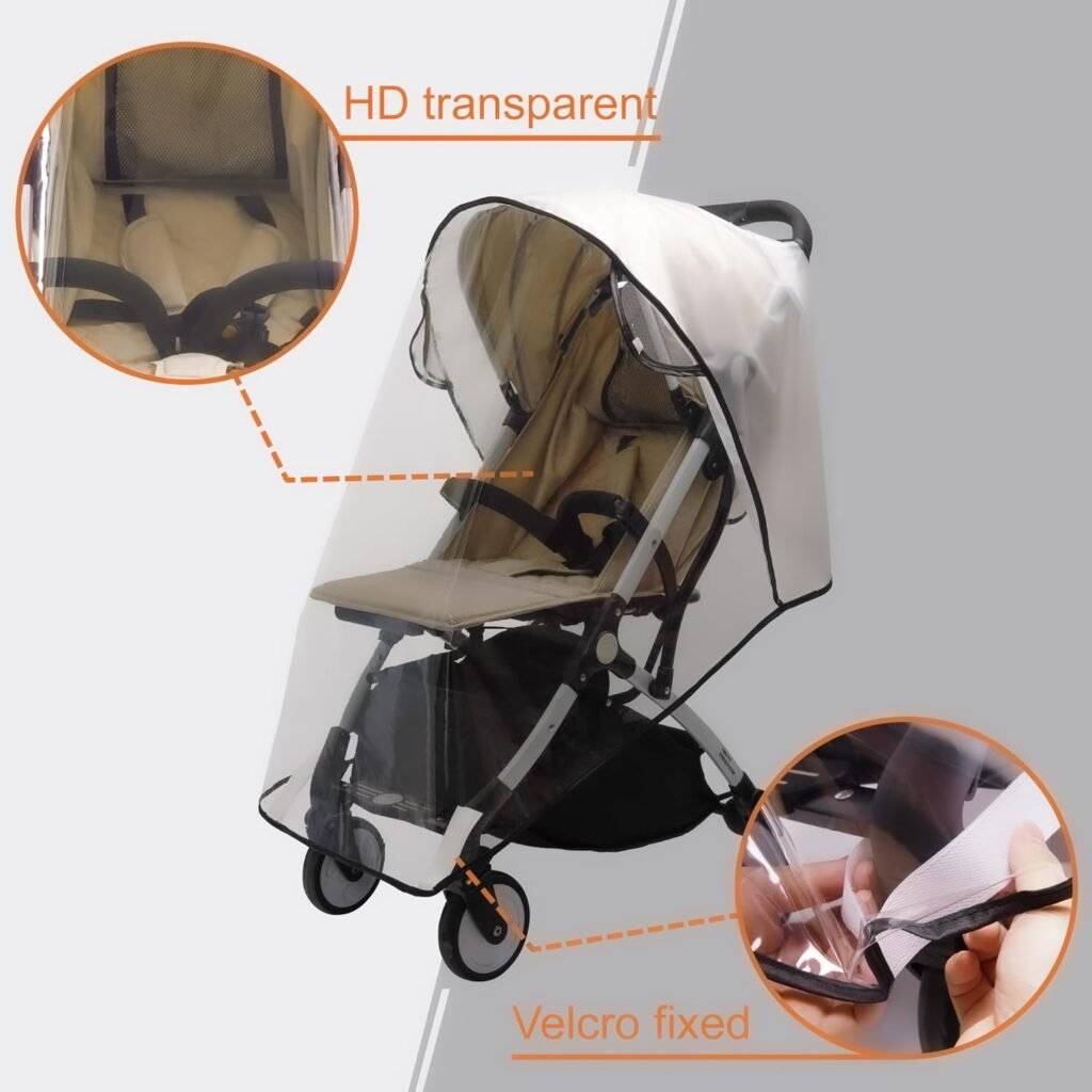 BEMECE Baby Stroller Rain Cover, Universal Stroller Accessory - Waterproof Windproof Travel Weather Shield Thick  Durable Protect from Dust and Snow with Breathable Ventilation Mesh Clear Visibility