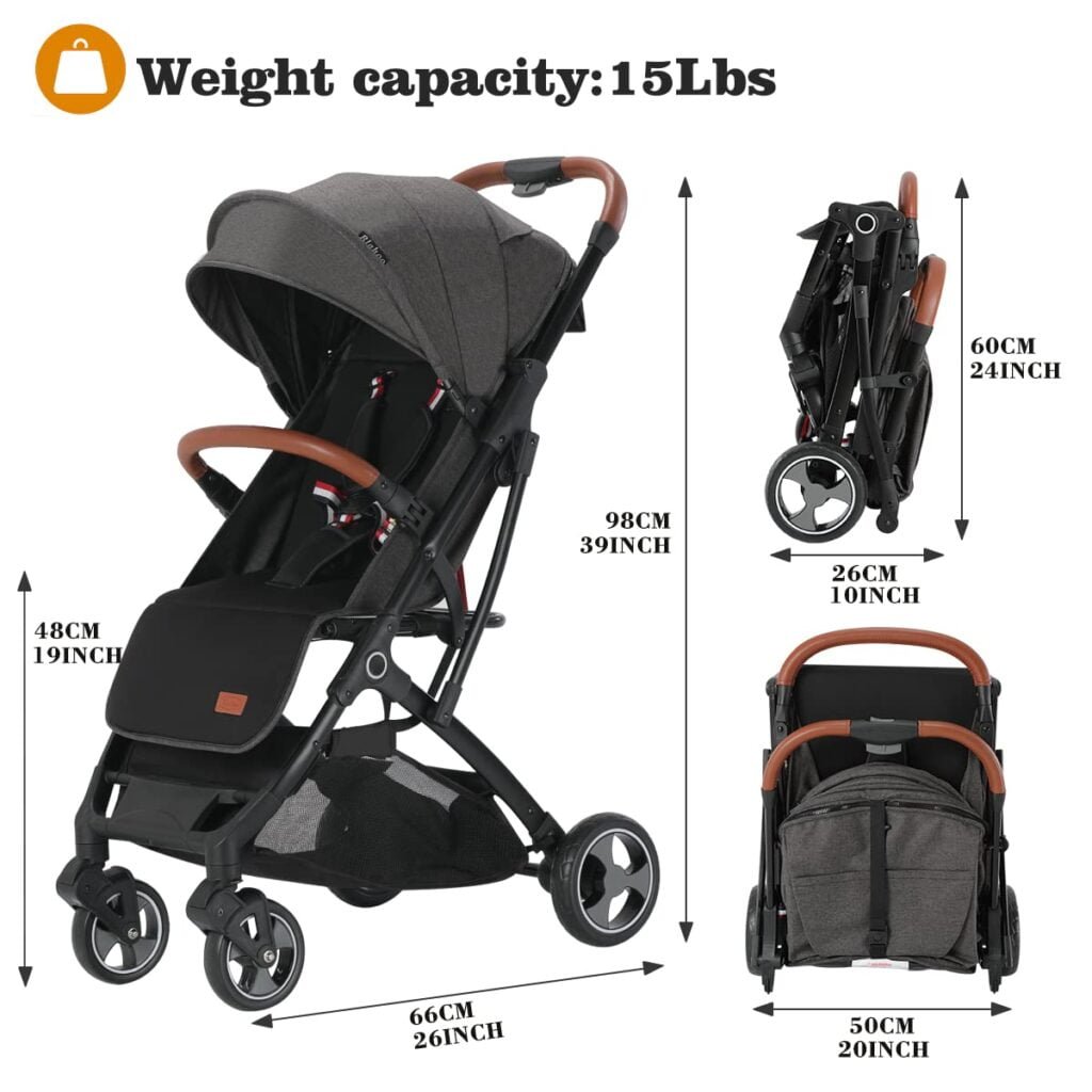 Blahoo Lightweight Baby Stroller, Folding Compact Travel Stroller for Airplane, Umbrella Stroller for Toddler(Gray)