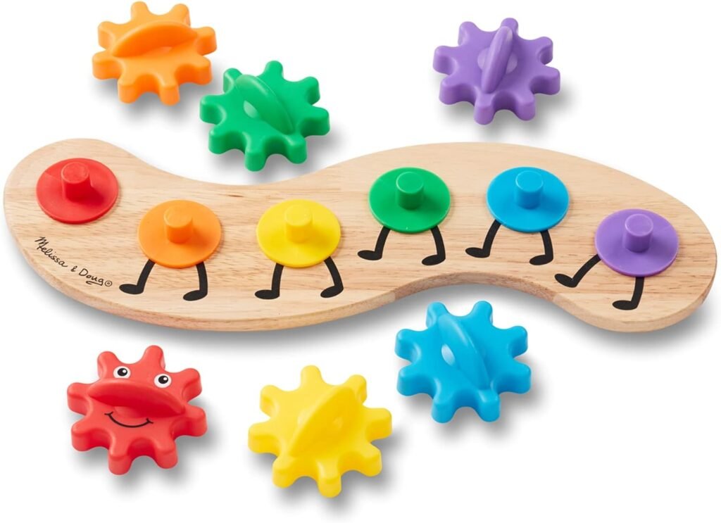 Melissa Doug Rainbow Caterpillar Gear Toy With 6 Interchangeable Gears - For Toddlers And Babies