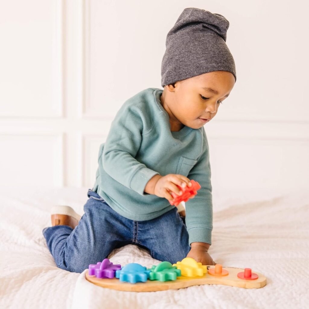 Melissa Doug Rainbow Caterpillar Gear Toy With 6 Interchangeable Gears - For Toddlers And Babies