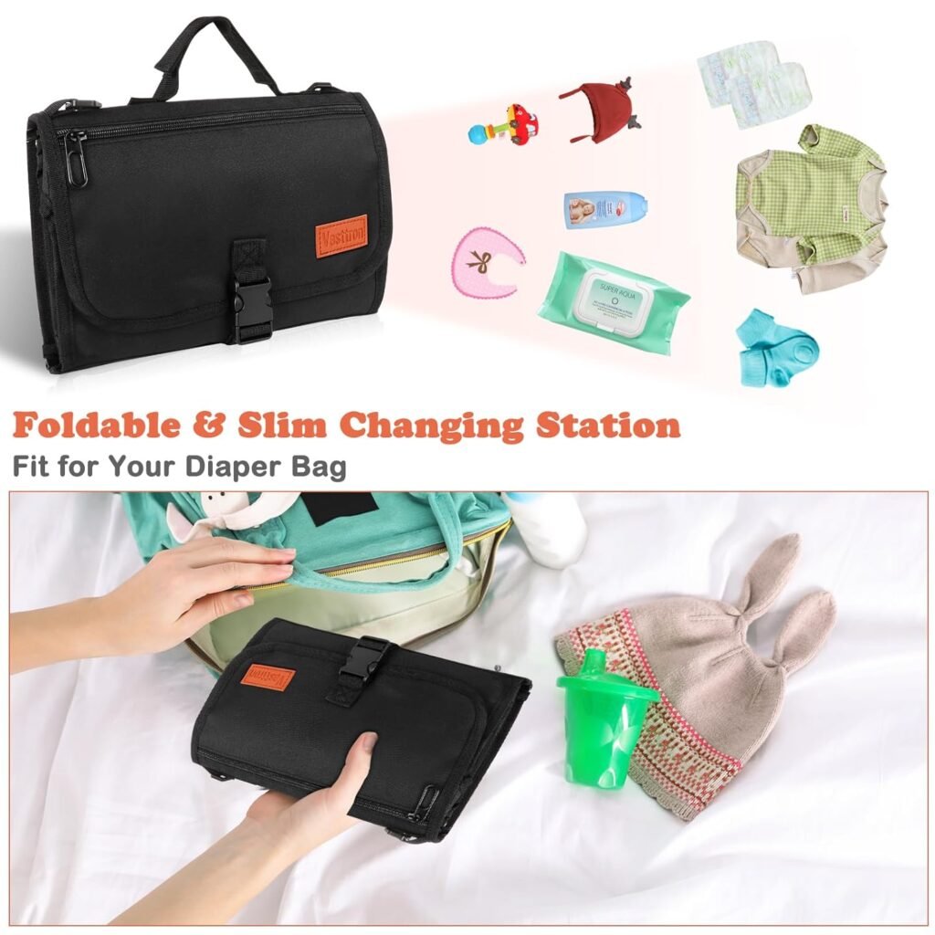 Vasttron Portable Diaper Changing Pad, Baby Changing pad with Smart Wipes Pocket for Newborn Girl  Boy, Waterproof Travel Changing Kit for Parents - an Ideal Baby Shower Gifts