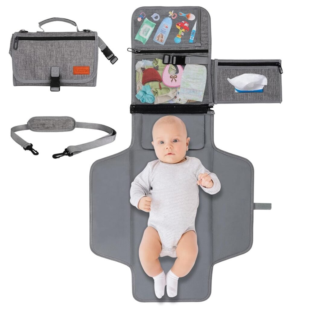 Vasttron Portable Diaper Changing Pad, Baby Changing pad with Smart Wipes Pocket for Newborn Girl  Boy, Waterproof Travel Changing Kit for Parents - an Ideal Baby Shower Gifts