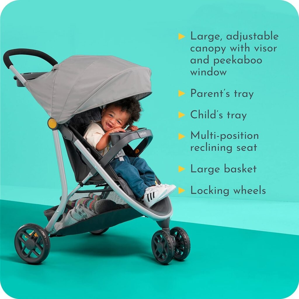 Century Stroll On 3-Wheel 2-in-1 Lightweight Travel System – Infant Car Seat and Stroller Combo, Metro