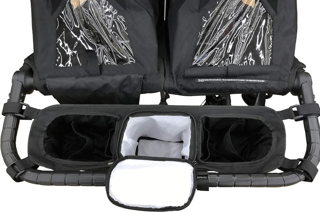 Double Stroller Organizer for Bob Duallie and Baby Jogger City Mini GT Black