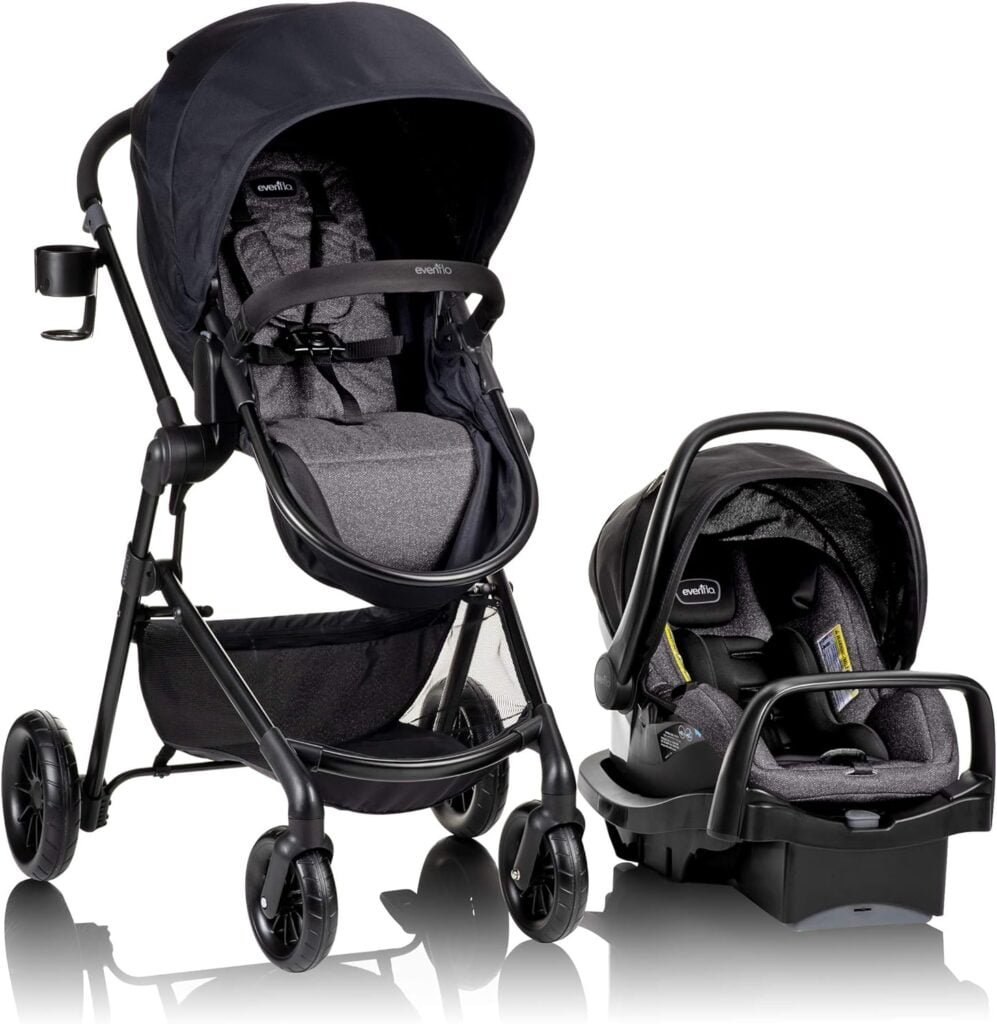 Evenflo Pivot Modular Travel System with LiteMax Infant Car Seat with Anti-Rebound Bar (Casual Gray)