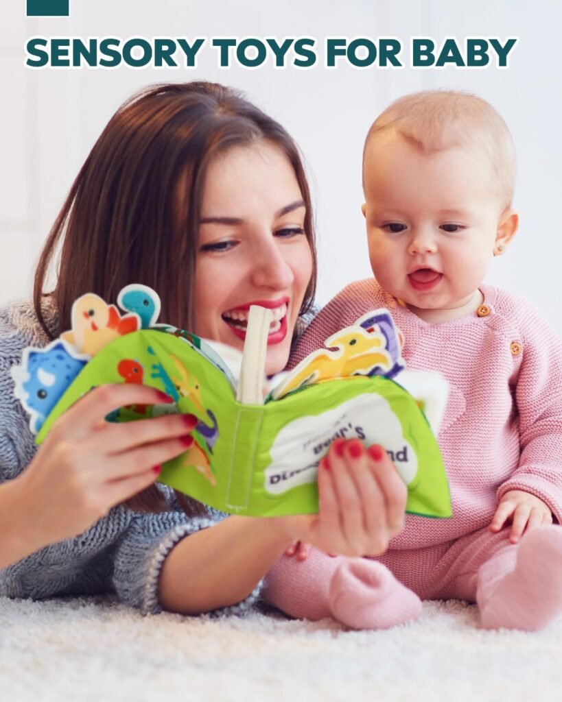 Lehoo Castle Baby Books 0-6 Months, 3 Pcs Soft Books for Babies with Crinkle, Baby Toys 6-12 Months, Baby Sensory Stroller Toys for Early Learning, Newborn Infant Toys