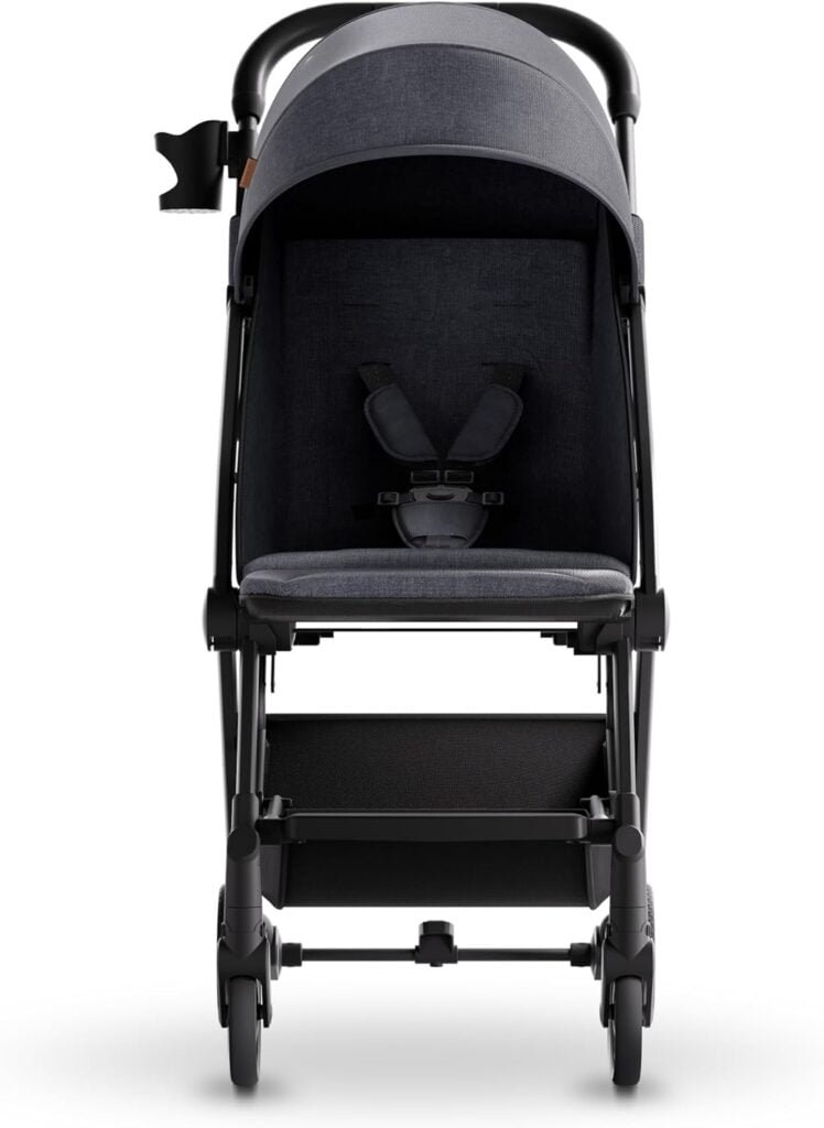 Mompush Lithe V2 Lightweight Stroller + Snack Tray, Ultra-Compact Fold  Airplane Ready Travel Stroller, Near Flat Recline Seat, Cup Holder, Raincover  Travelbag Included