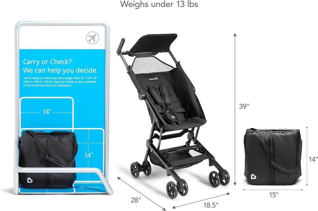 Munchkin® Sparrow™ Ultra Compact Lightweight Travel Stroller for Babies  Toddlers, Black