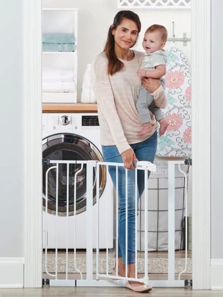 Regalo Easy Step 38.5-Inch Wide Walk Thru Baby Gate, Includes 6-Inch Extension Kit, Pressure Mount Kit, Wall Cups