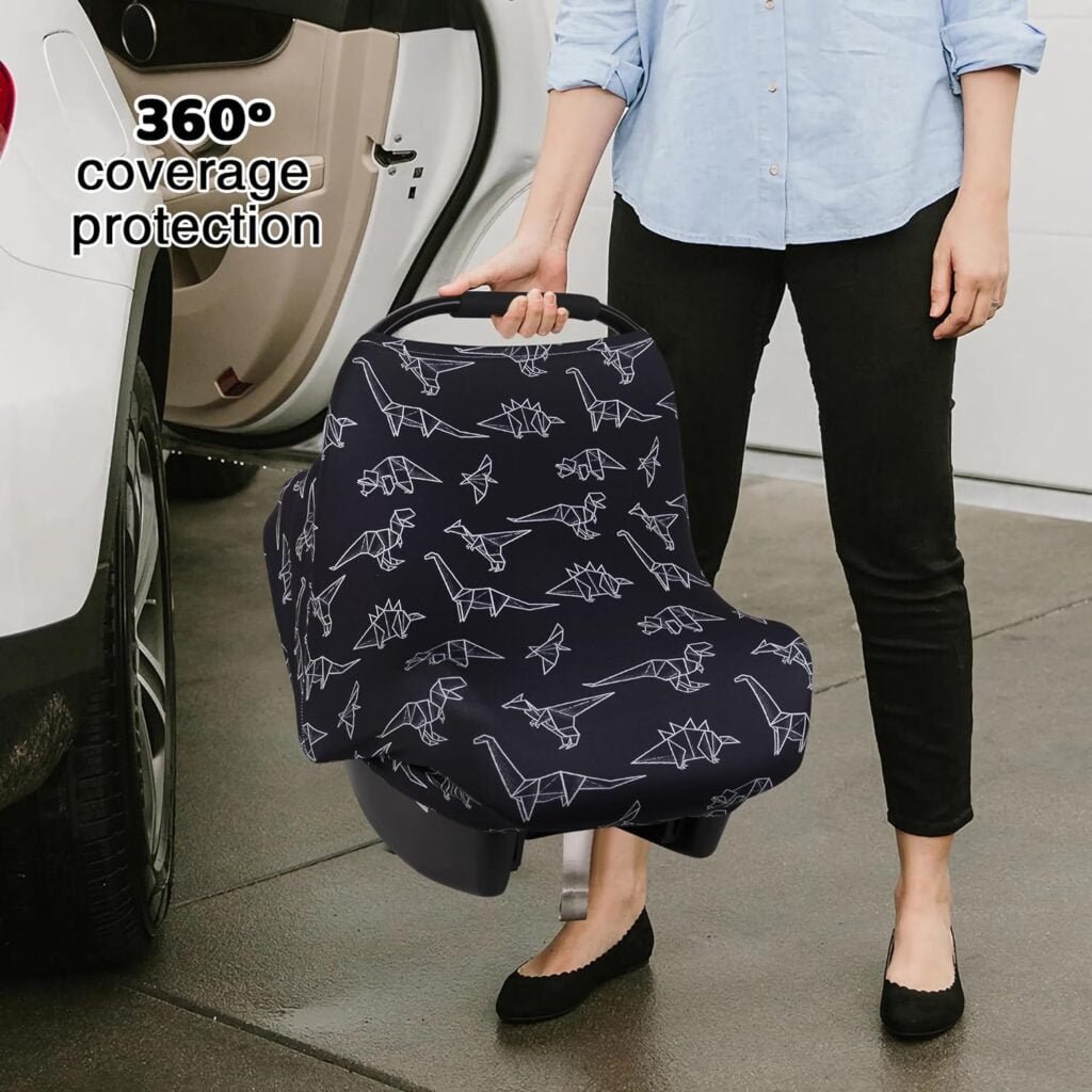 Rquite Car Seat Covers for Babies, Baby Car Seat Canopy Carrier Cover, Breathable Nursing Cover for Breastfeeding, Stretchy Carseat Cover Boys Girls, Multi-Use Infant Carseat Stroller Cover