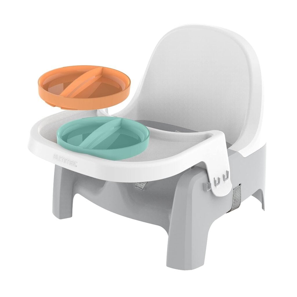 Summer Infant Deluxe Learn-to-Dine Feeding Seat – Infant and Toddler Feeding Chair and Booster Seat with Tray and 2 Snap-in Plates